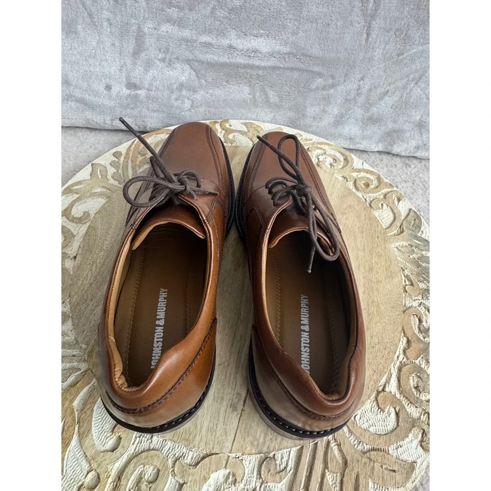 Johnston‎ & Murphy Mens Tan Leather Bicycle Toe Dress Shoes 20-4886 Size 9.5 M
